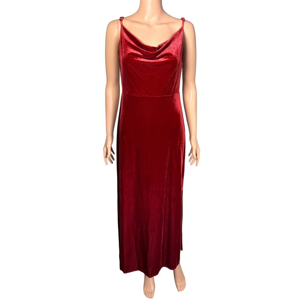 Taylor Red Velvet Maxi Gown Cowl Neck Slip Dress Formal Size 10